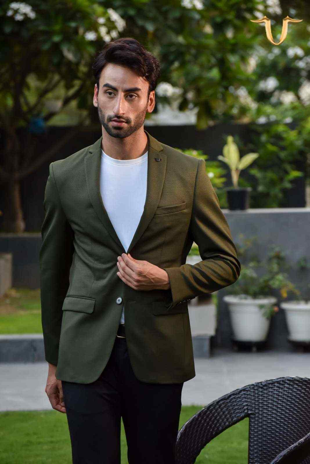 Olive Stretch Knitted Blazer house-of-united