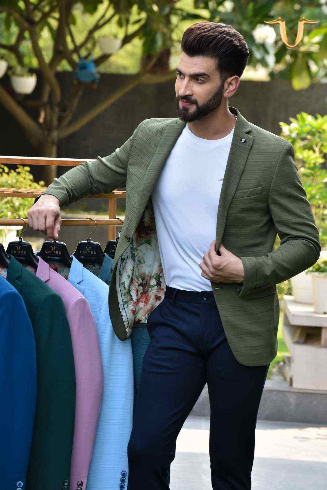 Olive Stretch Knitted Blazer house-of-united