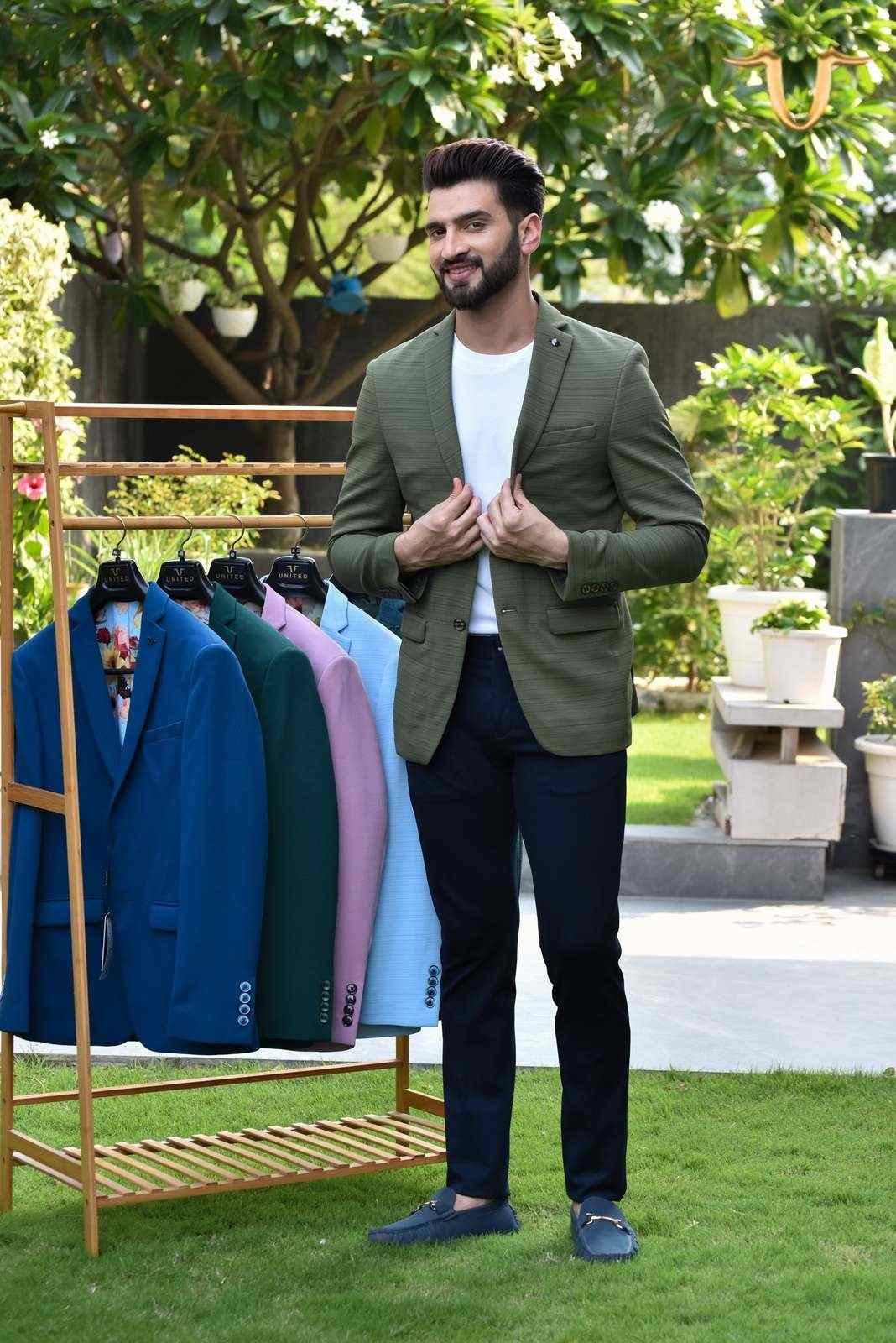 Olive Stretch Knitted Blazer house-of-united