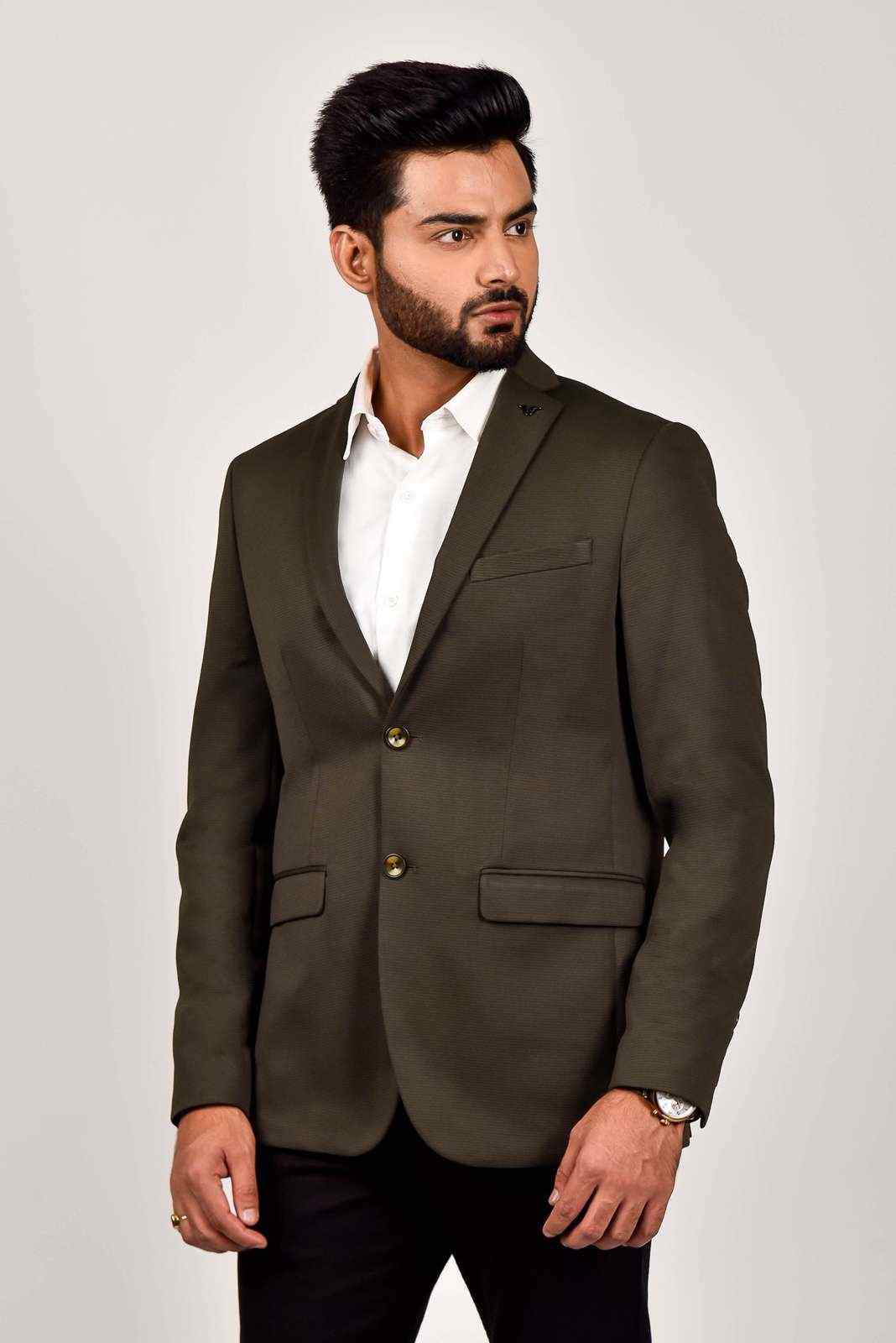 Olive Woven Blazer house-of-united