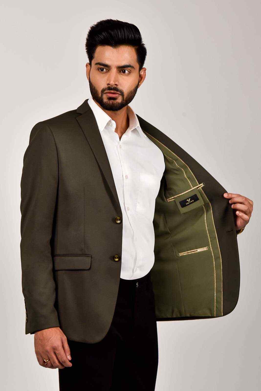 Olive Woven Blazer house-of-united
