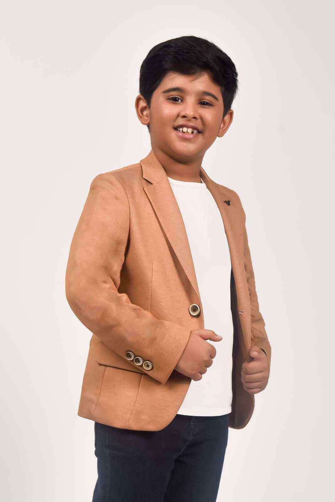 Orange Knit Stretch Blazer