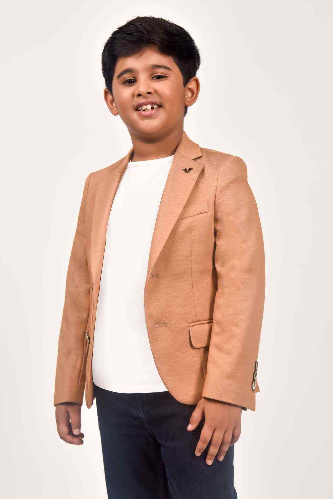 Orange Knit Stretch Blazer