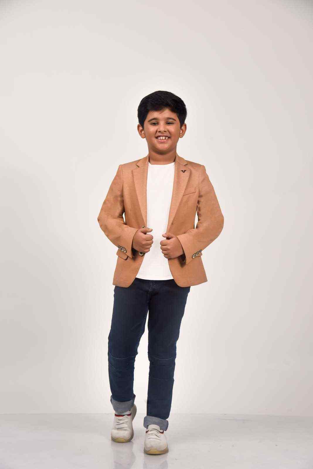 Orange Knit Stretch Blazer