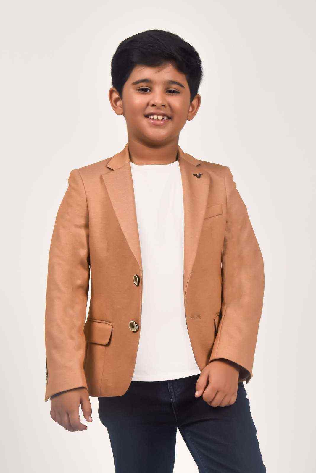 Orange Knit Stretch Blazer