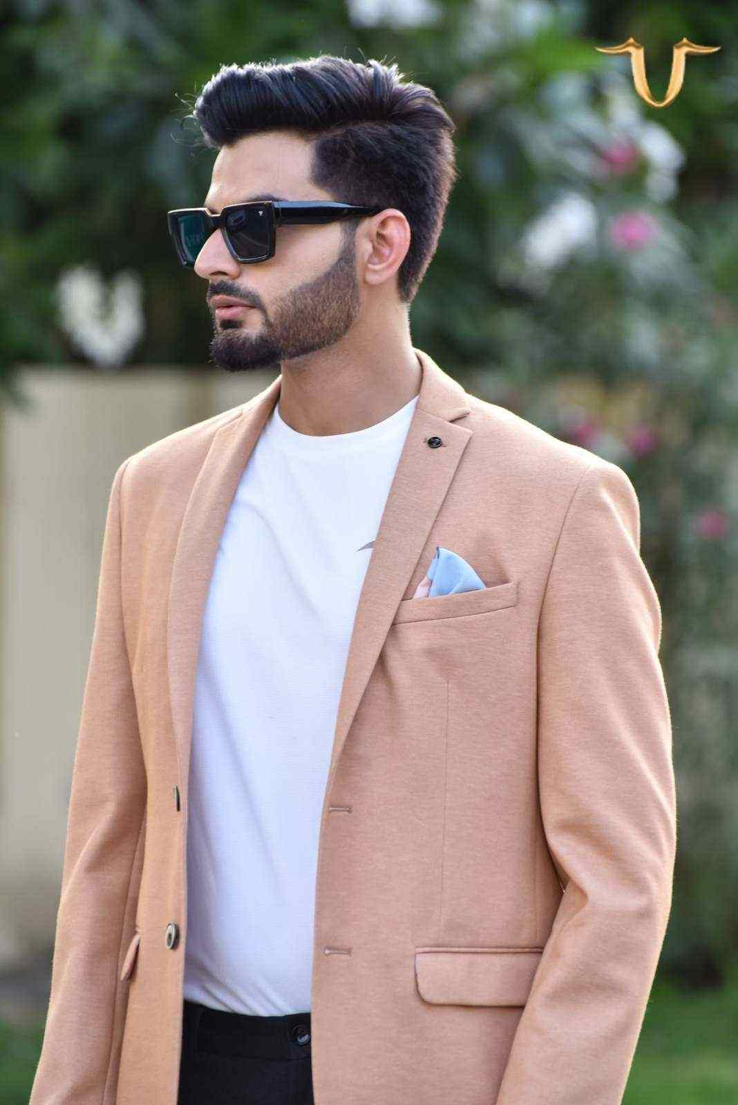 Orange Stretch Knit Blazer house-of-united