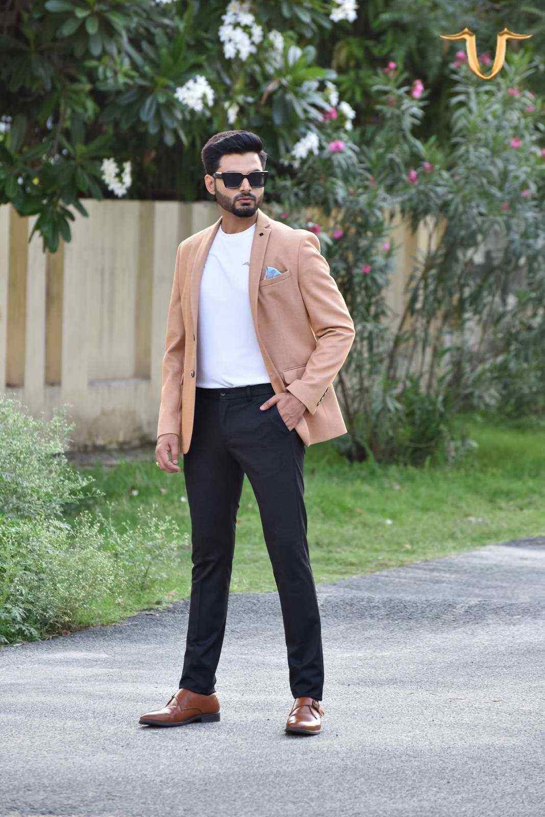 Orange Stretch Knit Blazer house-of-united