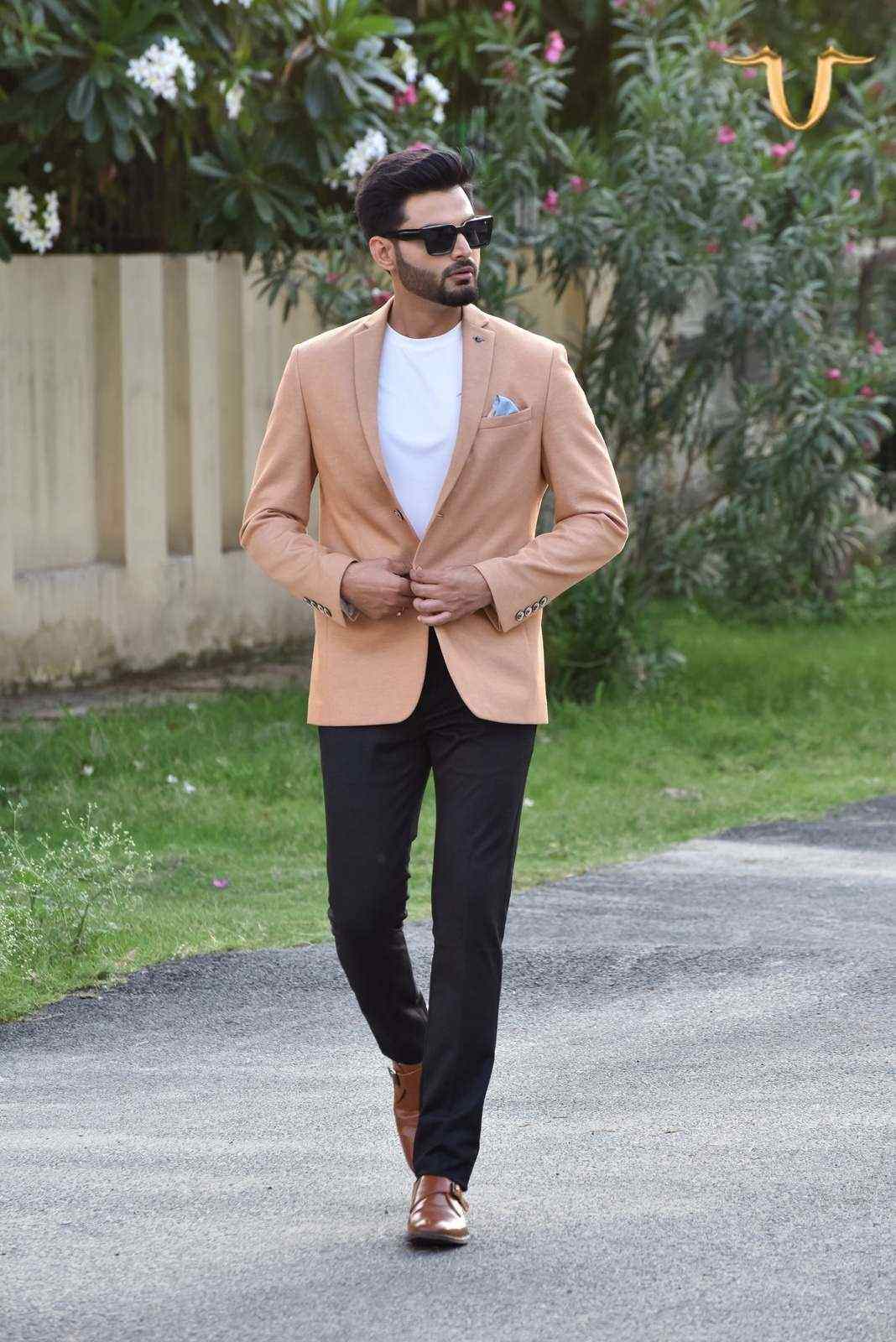 Orange Stretch Knit Blazer house-of-united