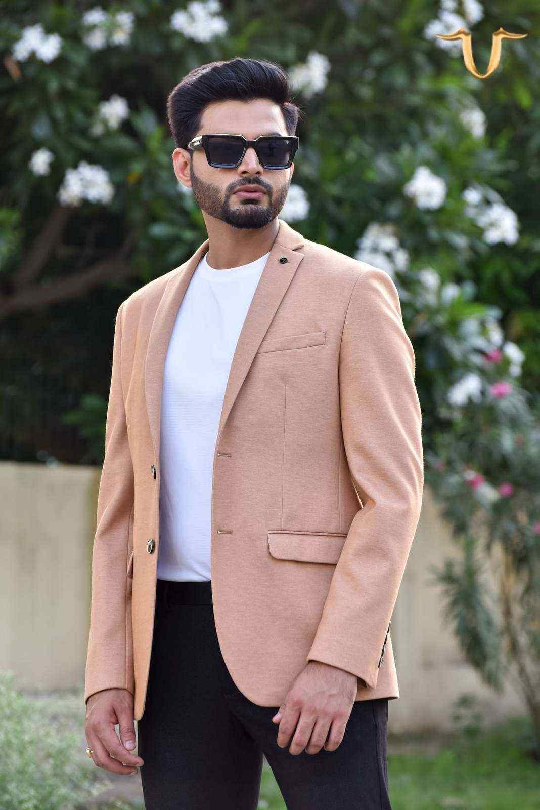 Orange Stretch Knit Blazer house-of-united