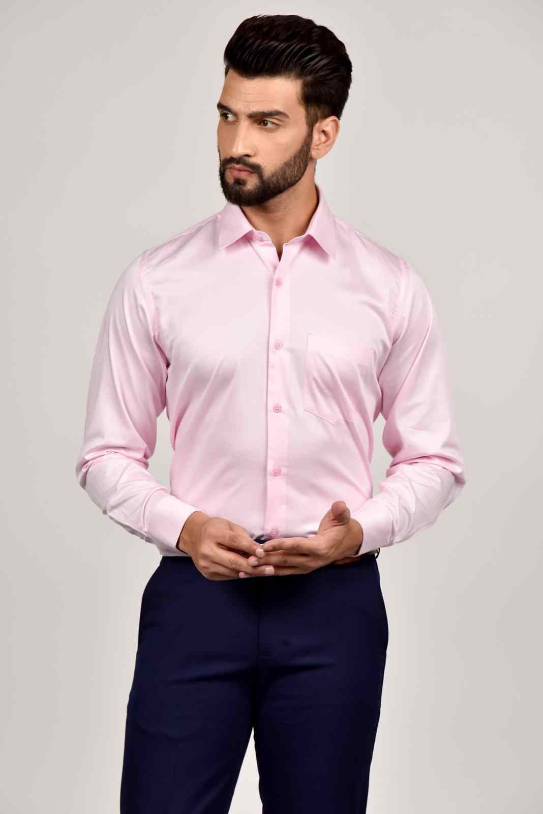 Pink Cotton Satin Shirt house-of-united