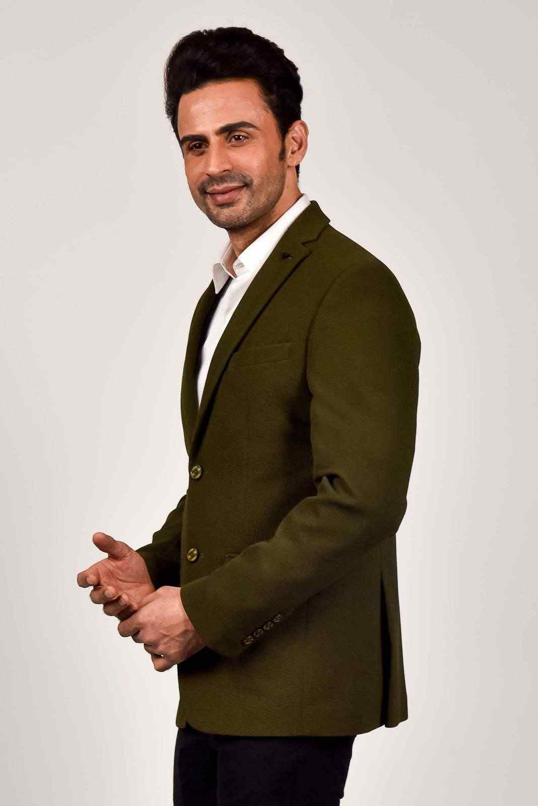 Olive Knitted Strechable Blazer house-of-united