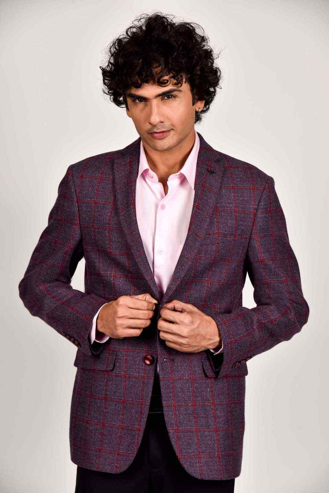 Purple Tweed Woven Blazer house-of-united