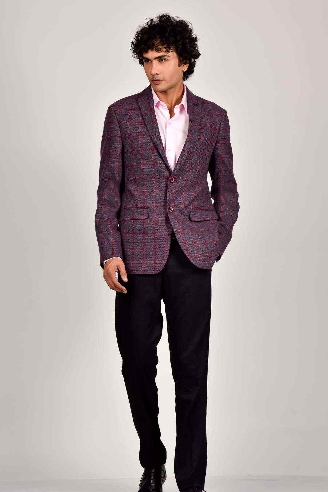 Purple Tweed Woven Blazer house-of-united