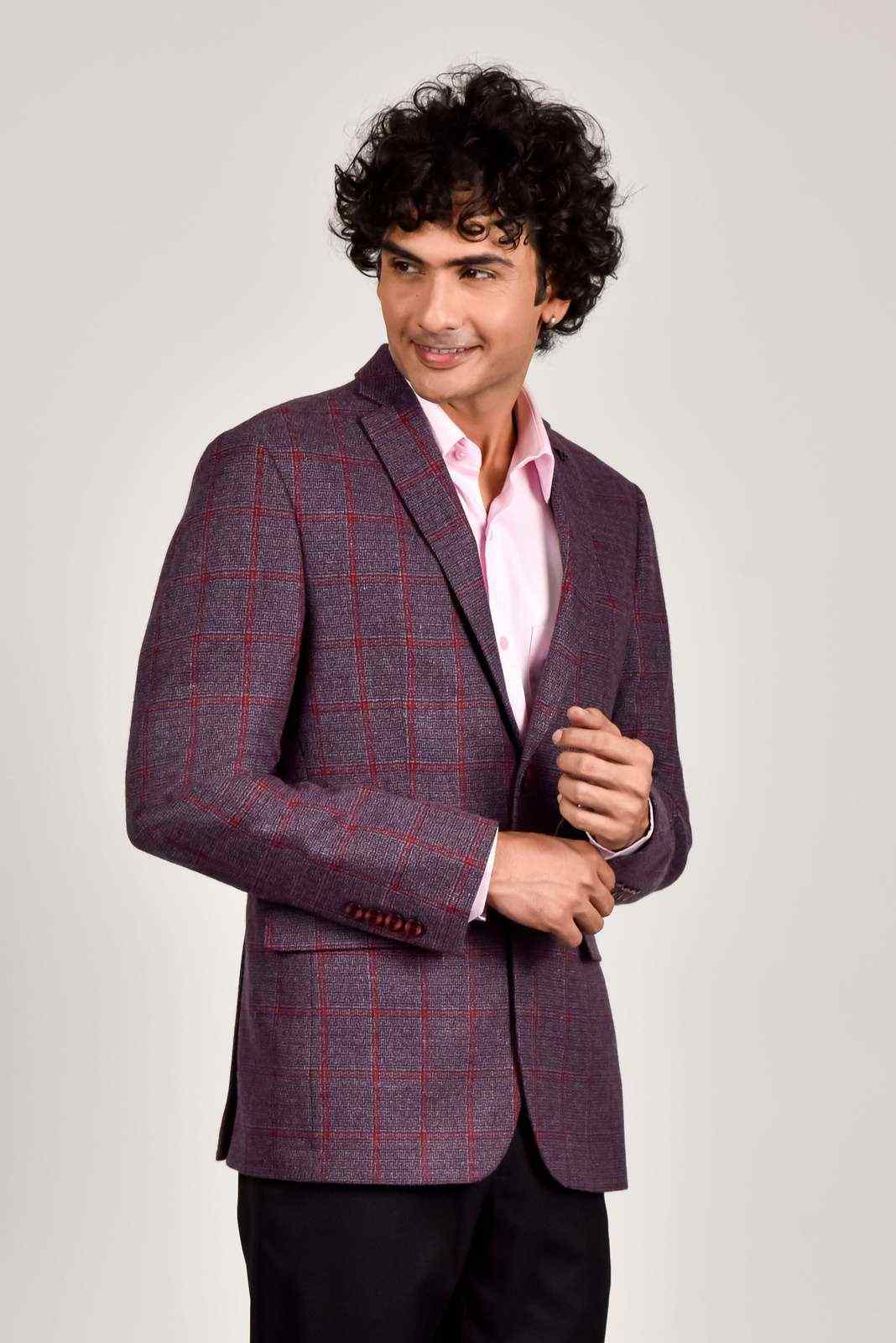 Purple Tweed Woven Blazer house-of-united