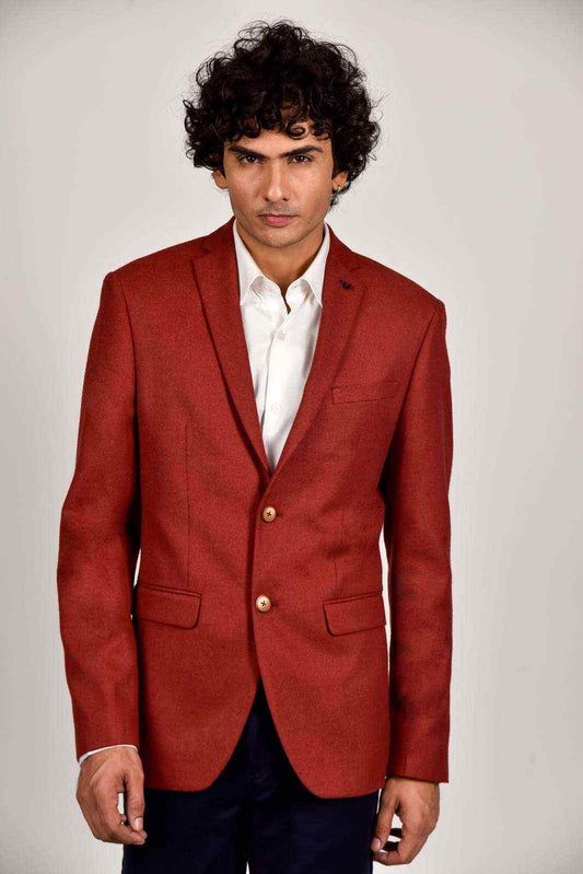 Rust Tweed Woven Blazer house-of-united