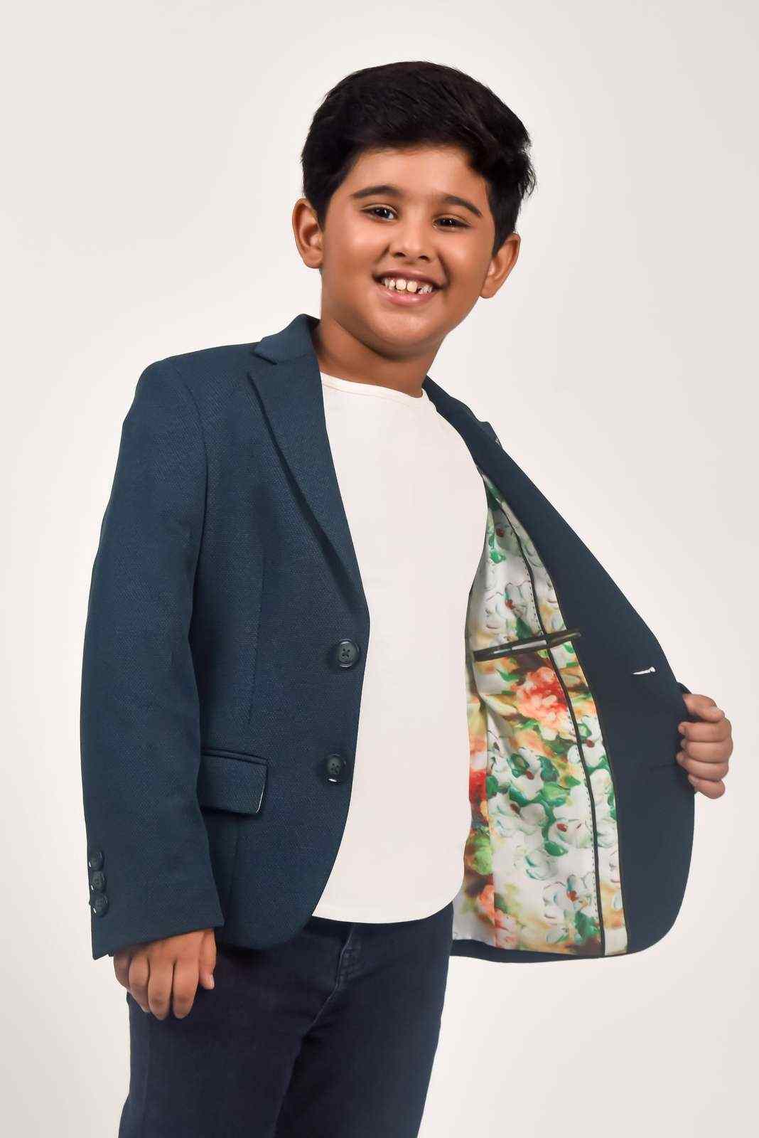 Teal Knitted Blazer