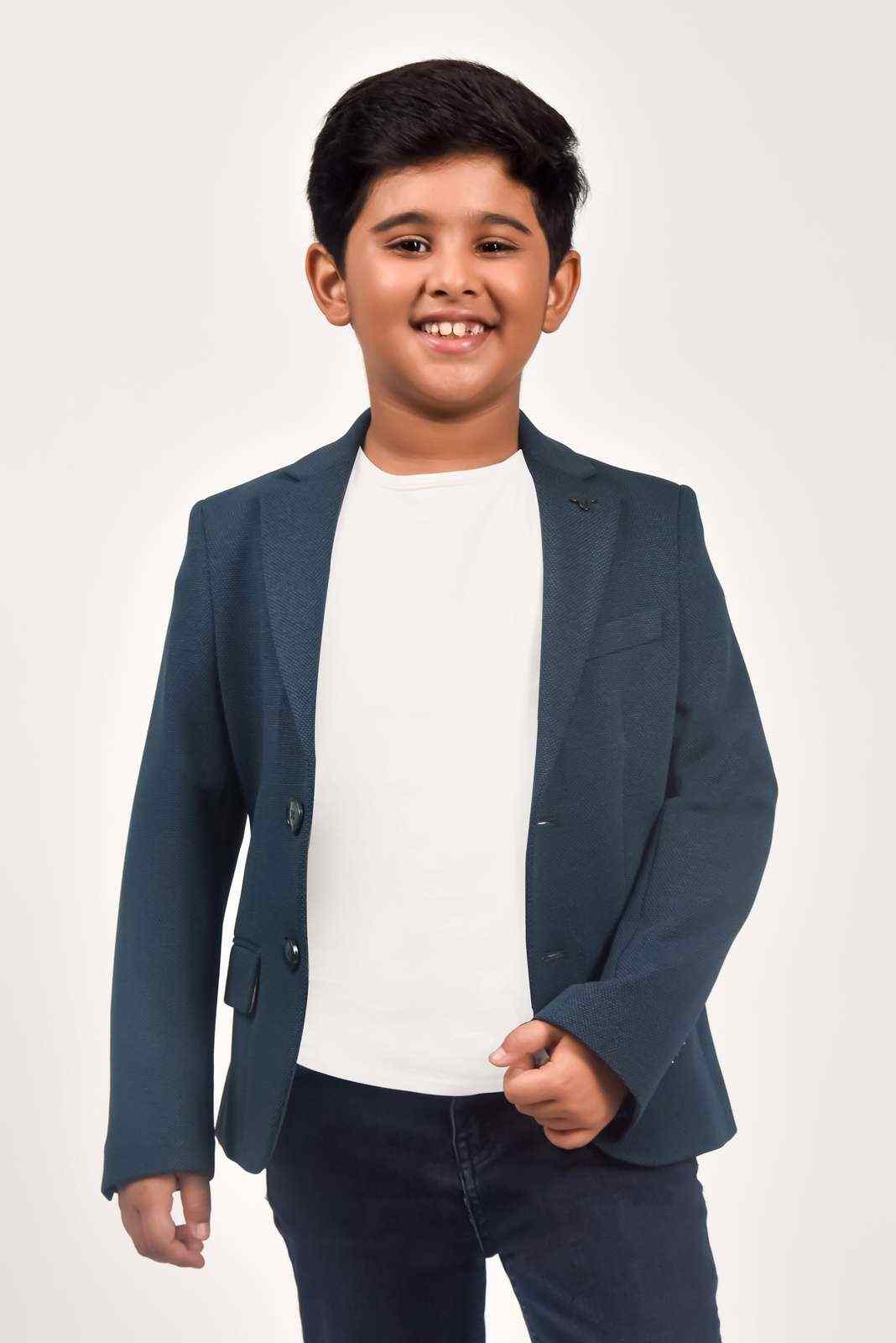 Teal Knitted Blazer