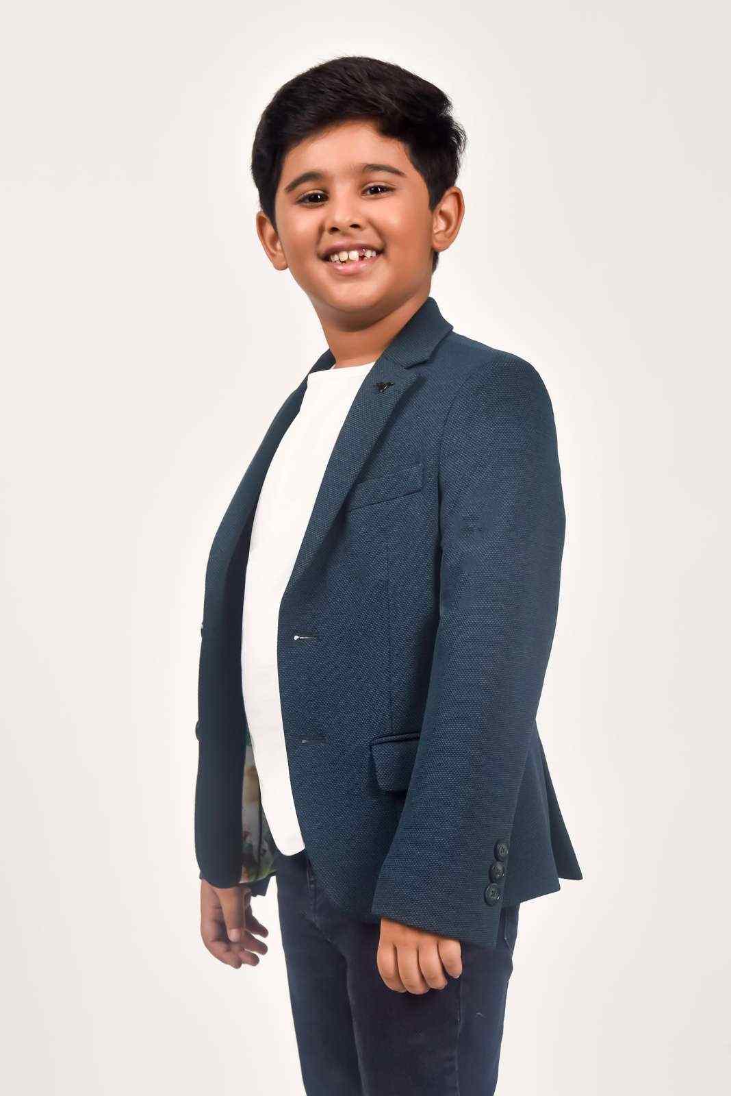 Teal Knitted Blazer