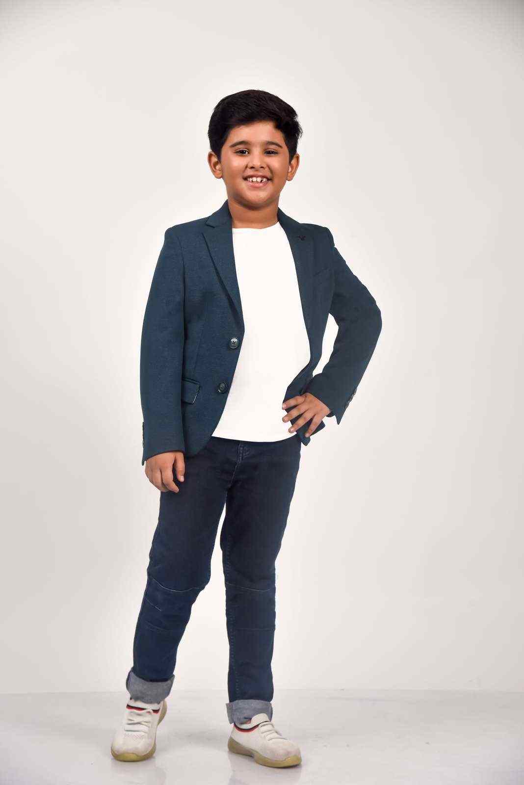 Teal Knitted Blazer