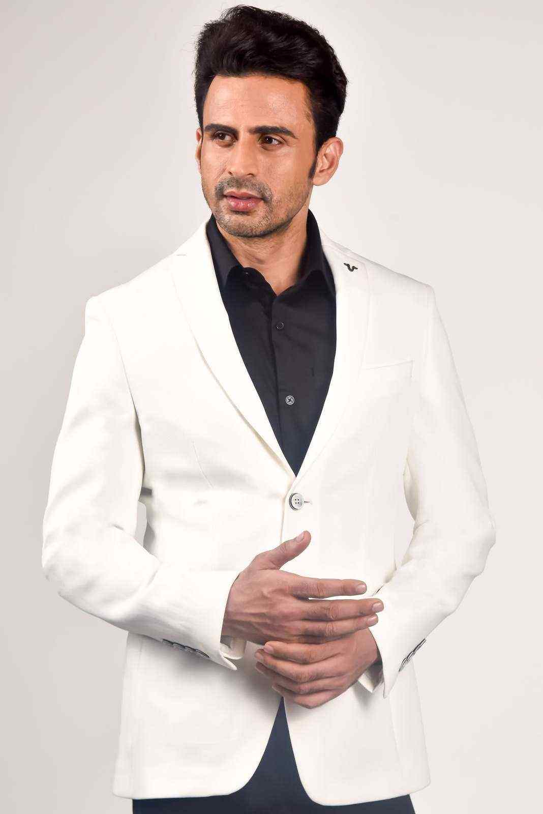 White Knitted Blazer house-of-united