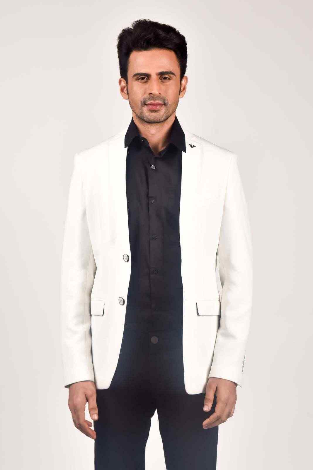 White Knitted Blazer house-of-united