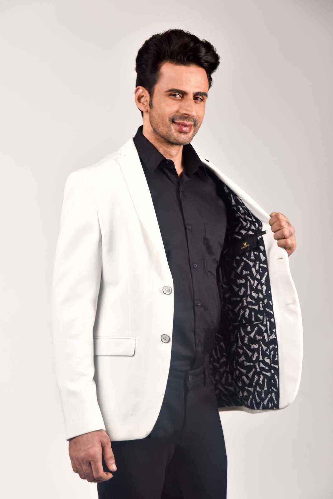 White Knitted Blazer house-of-united