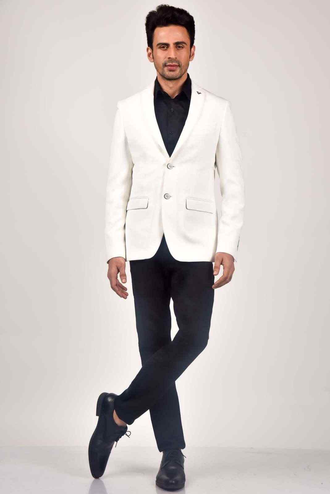 White Knitted Blazer house-of-united