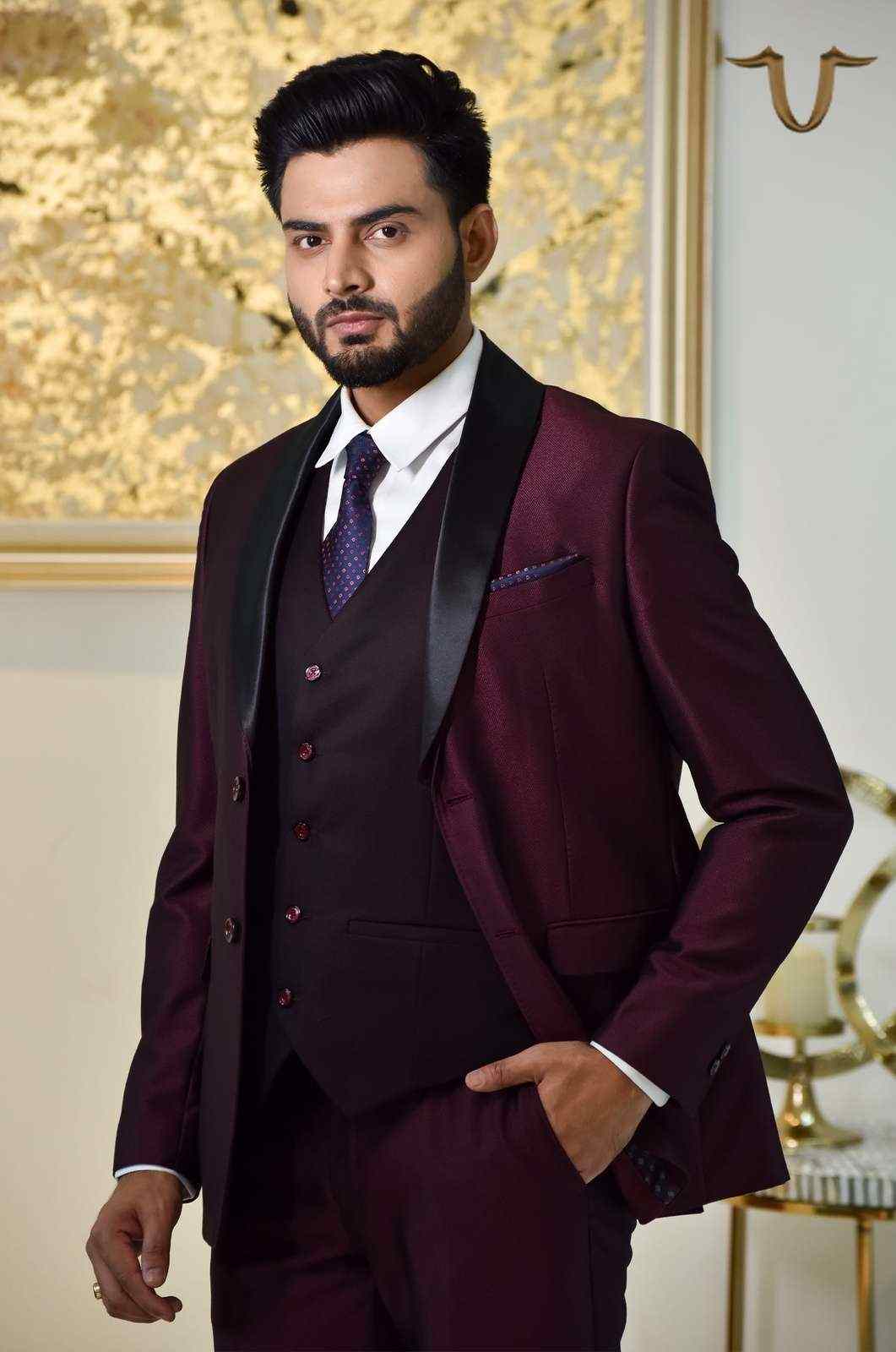 Wine Partywear 4 Pc Suit house-of-united