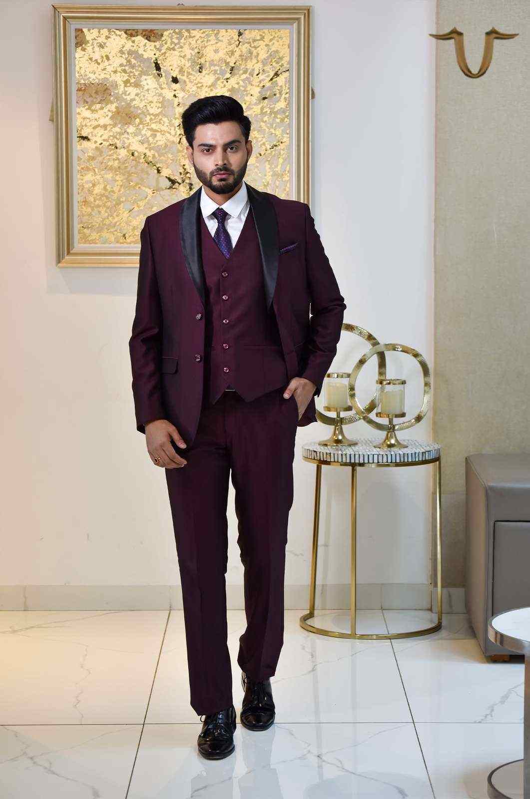 Wine Partywear Pc Suit