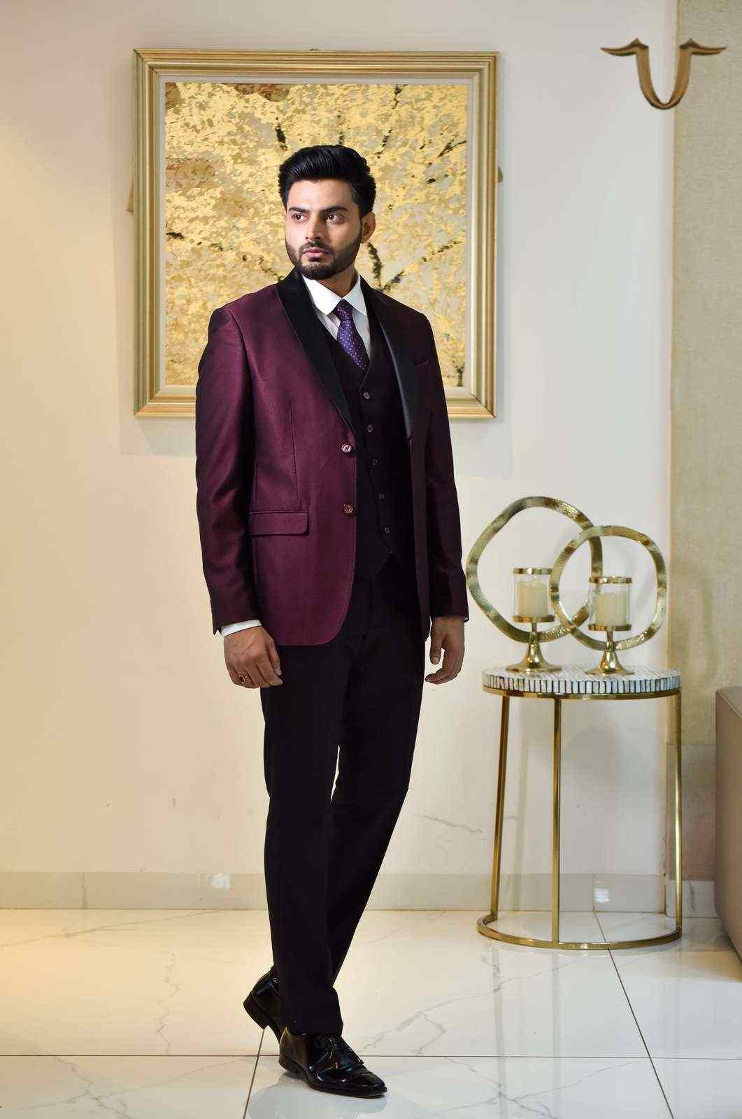 Wine Partywear 4 Pc Suit house-of-united