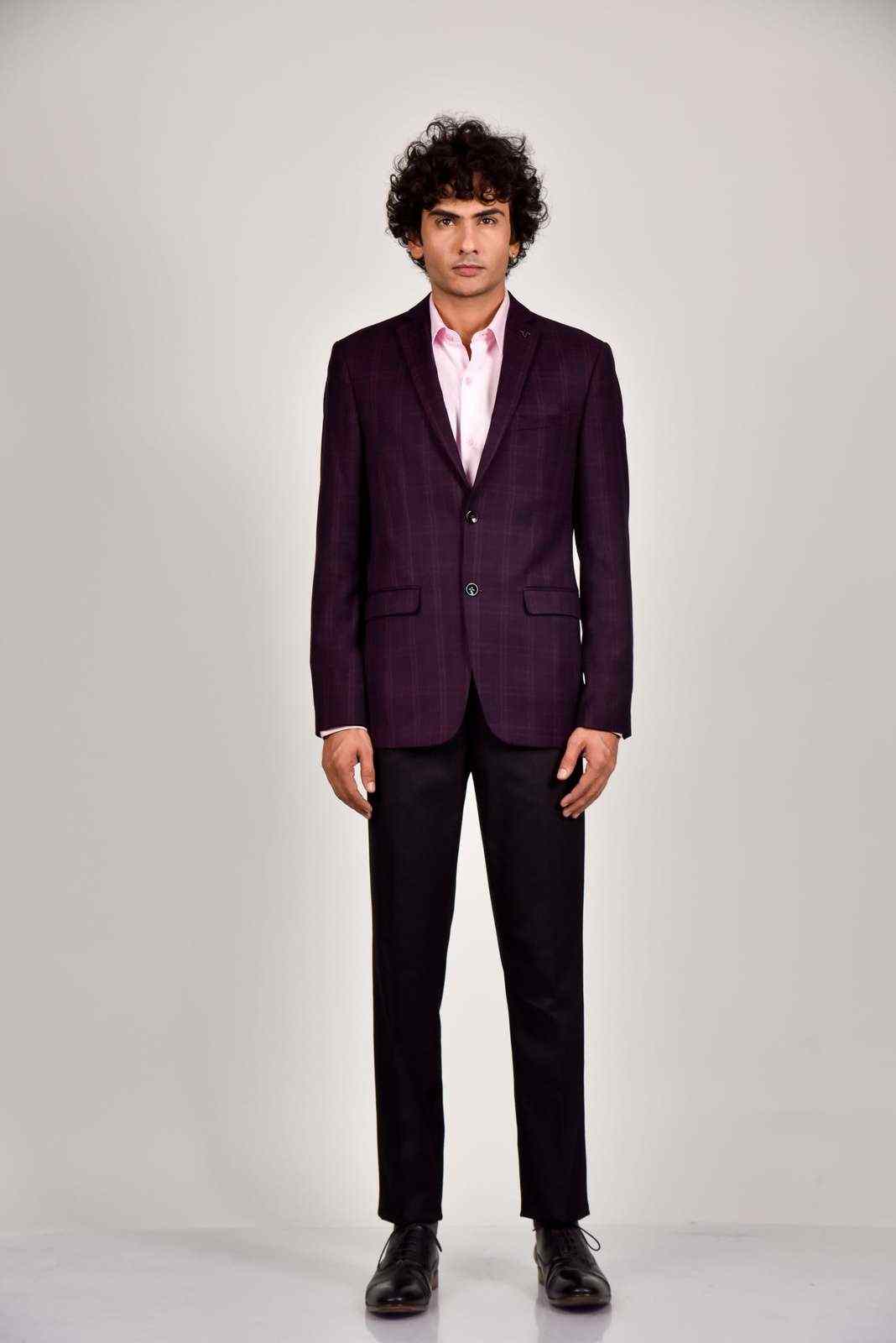 Wine Woven Blazer house-of-united