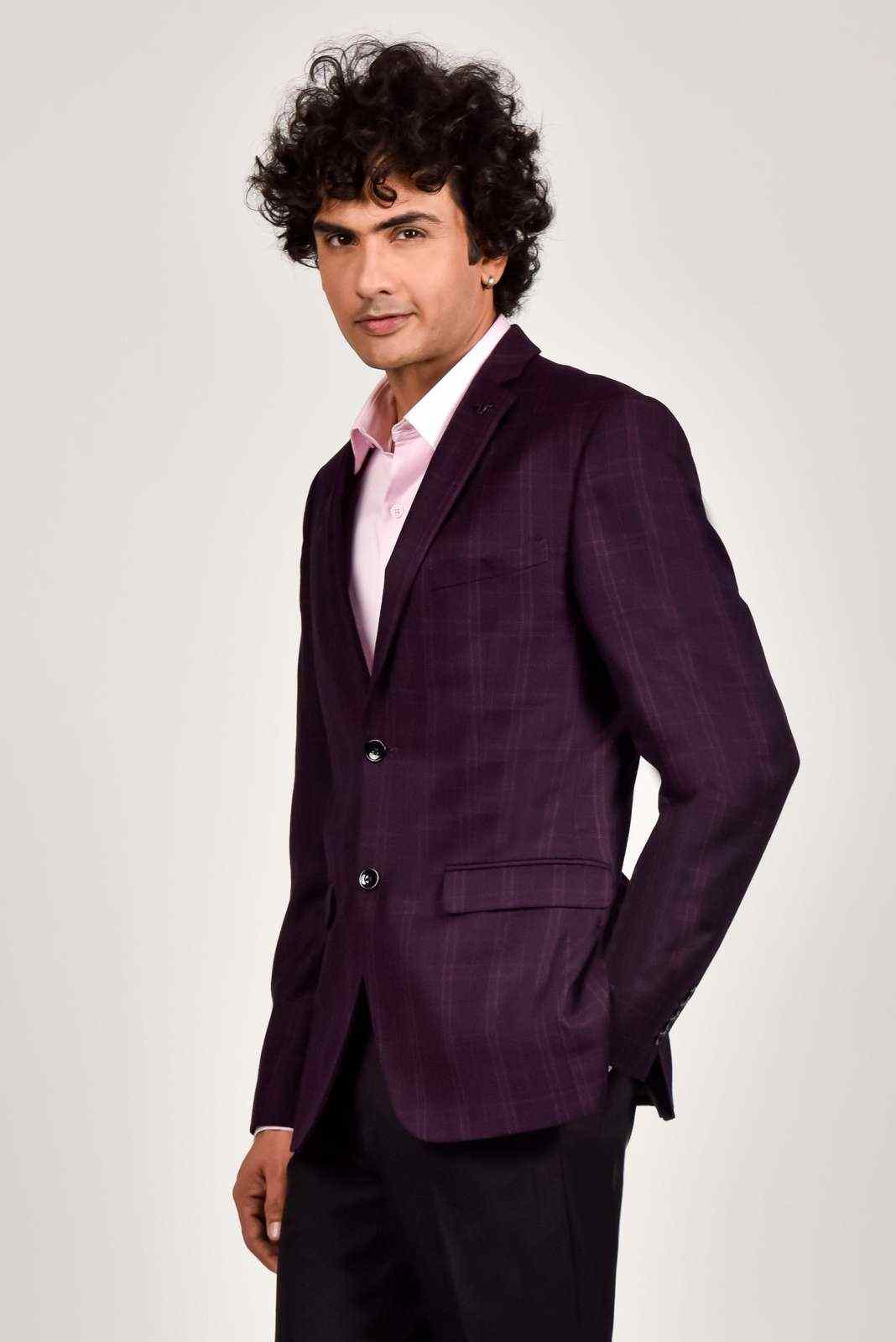Wine Woven Blazer house-of-united