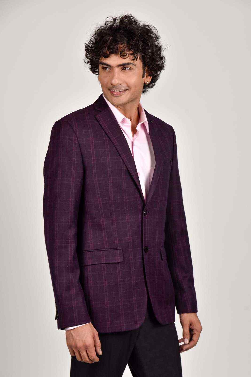 Wine Woven Blazer house-of-united