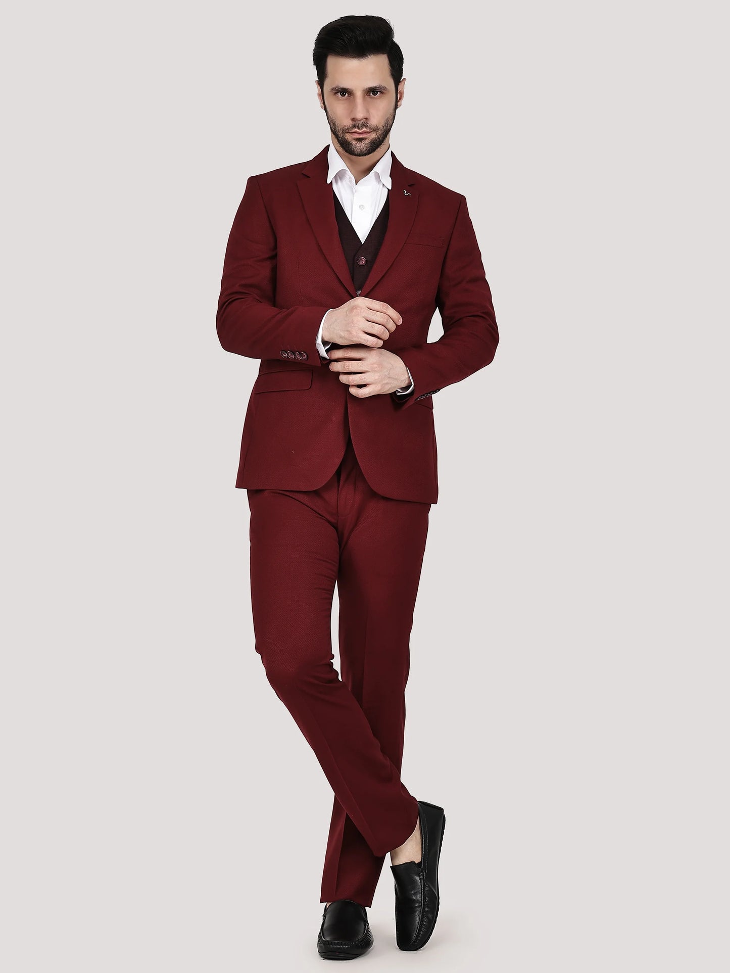 Contrast Waistcoat 3 Pcs Suit