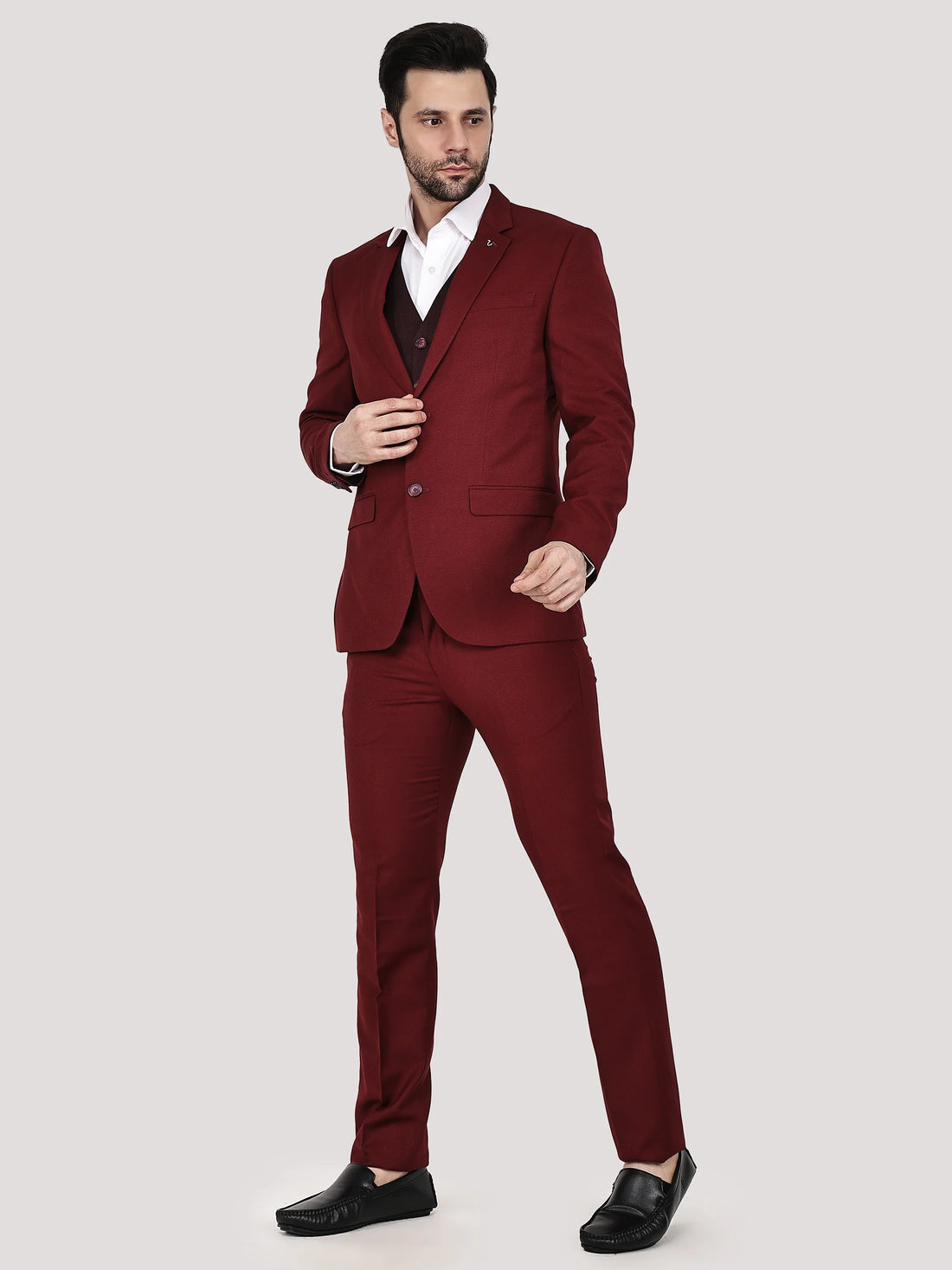 Contrast Waistcoat 3 Pcs Suit