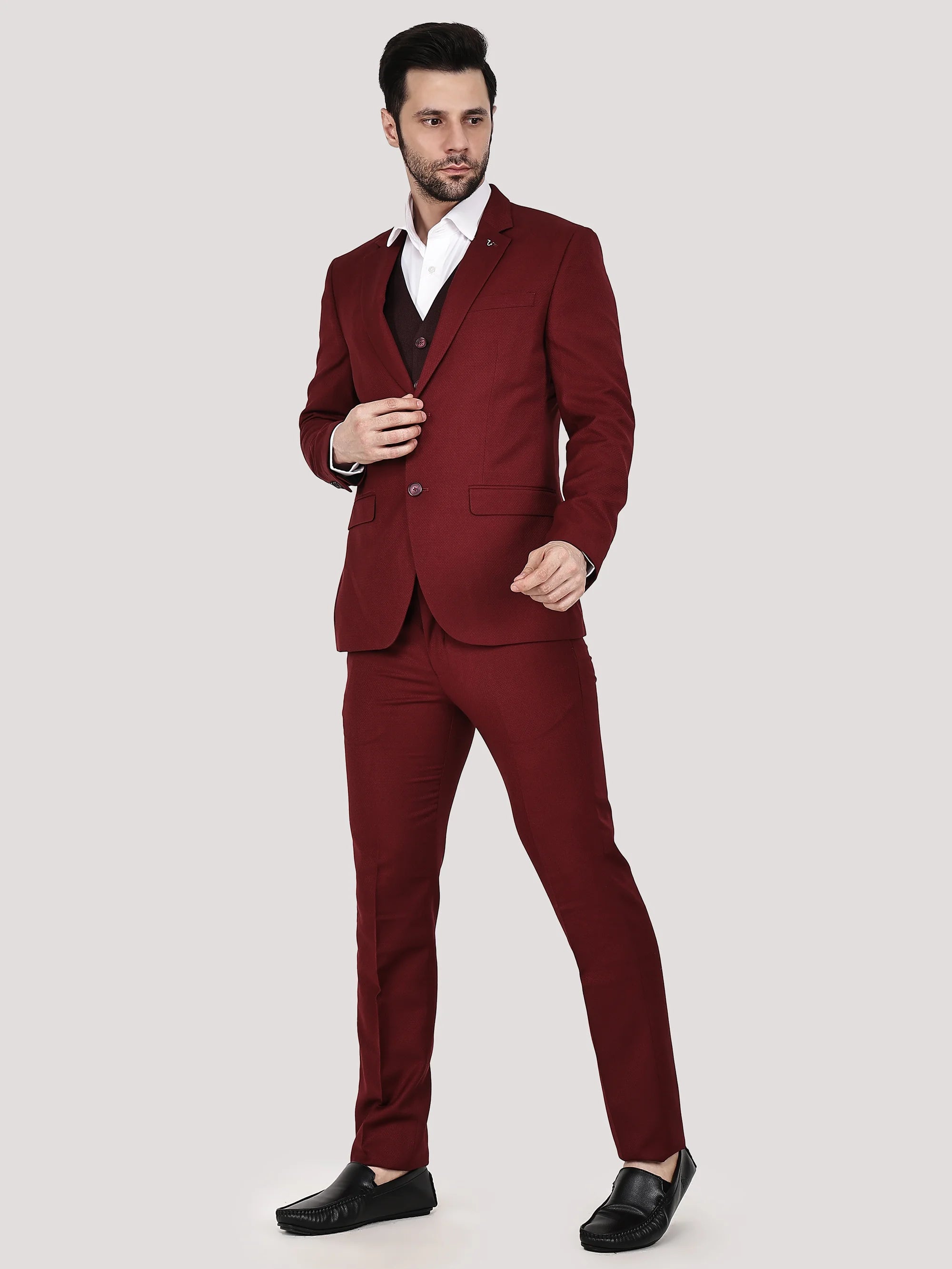 Contrast Waistcoat 3 Pcs Suit