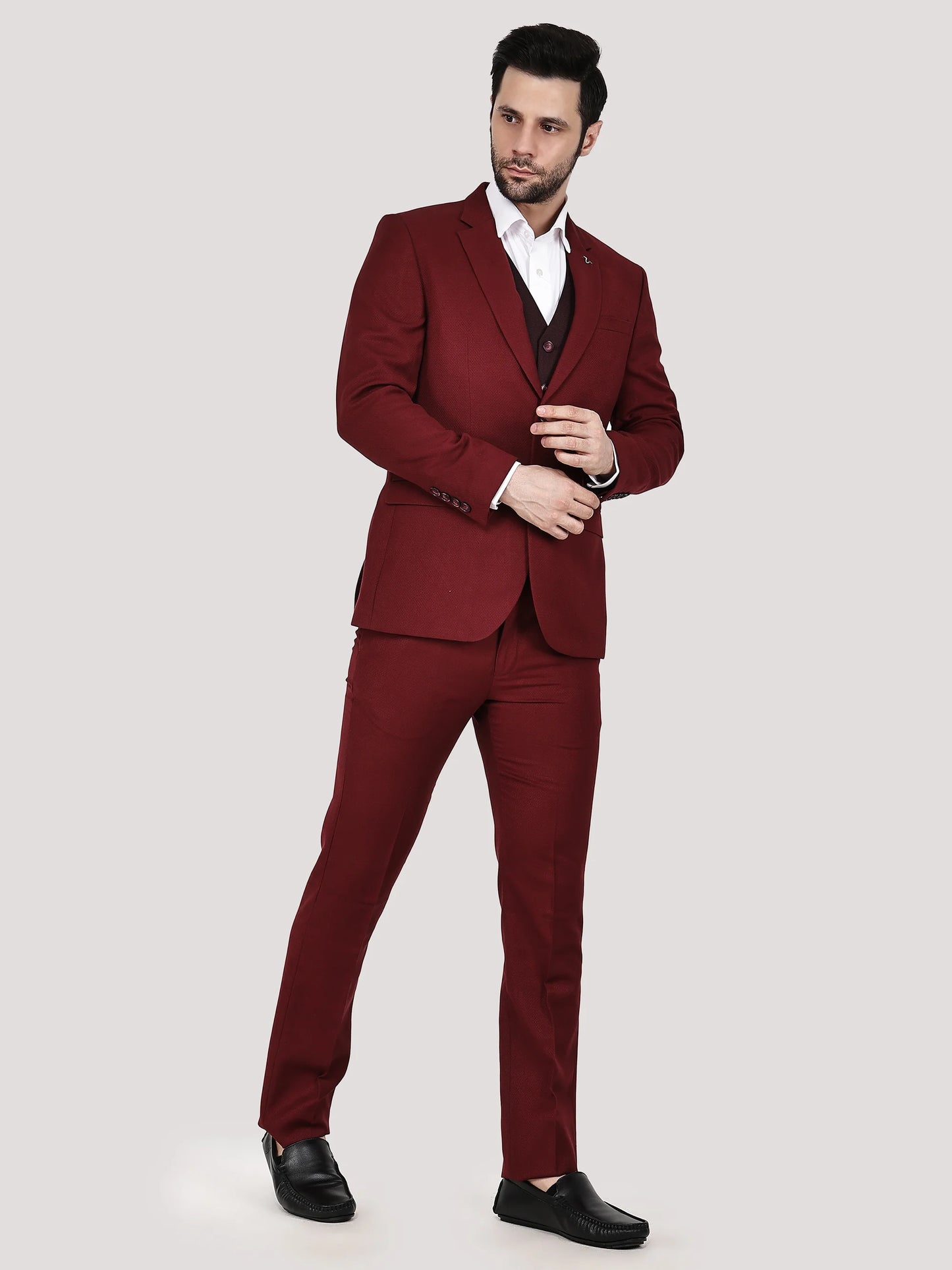 Contrast Waistcoat 3 Pcs Suit