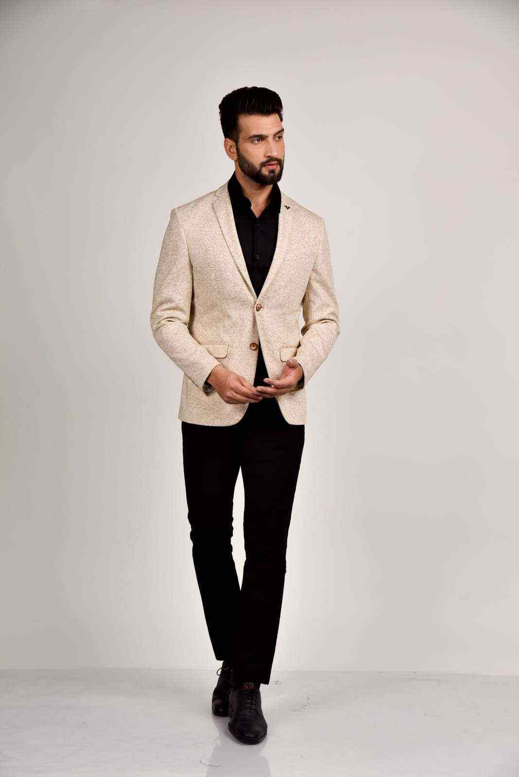 Beige Knitted Blazer house-of-united