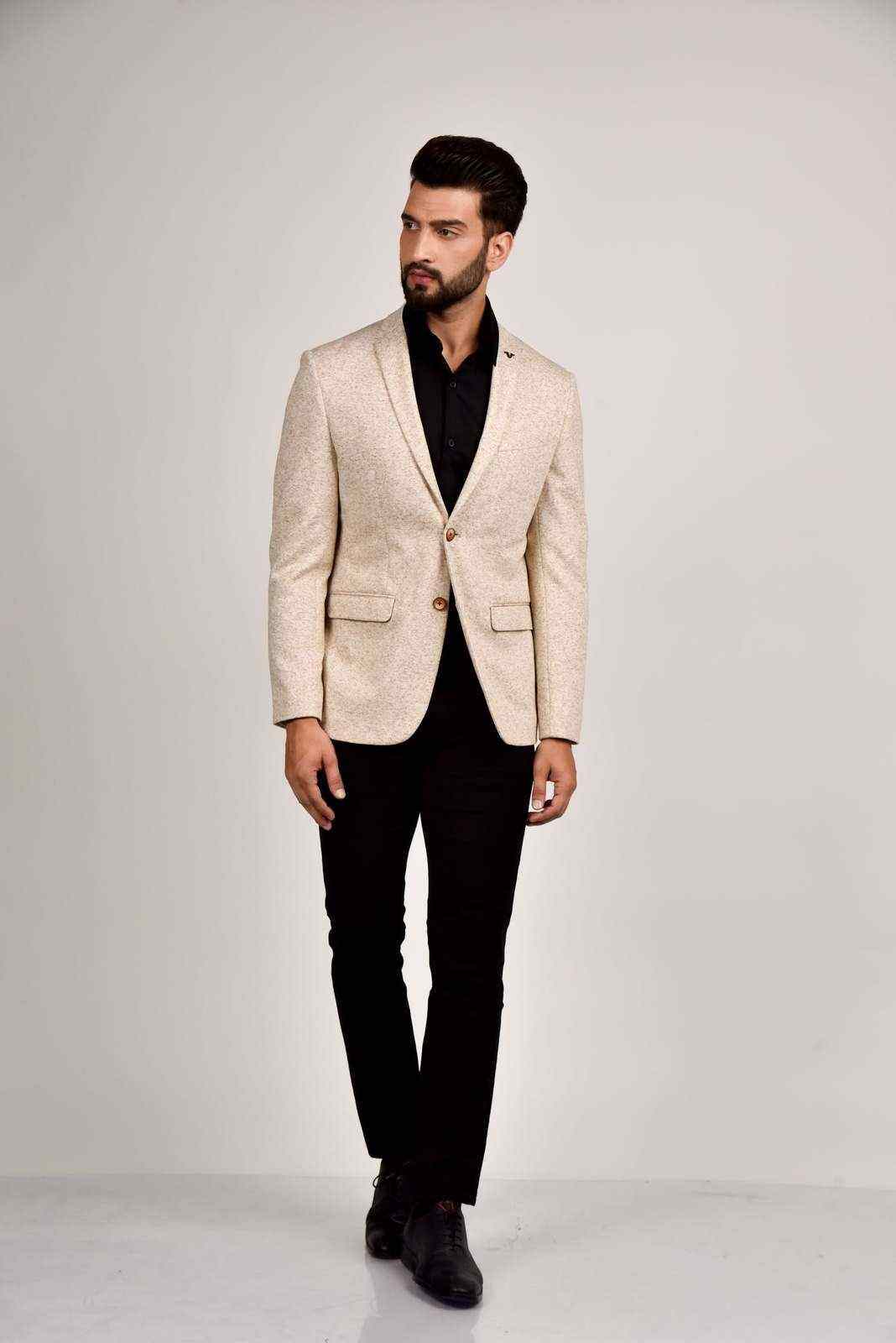 Beige Knitted Blazer house-of-united