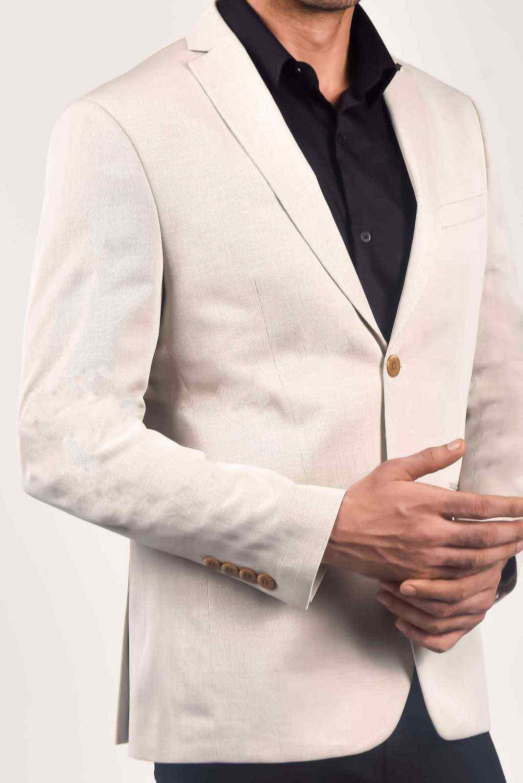 Beige Knitted Stretch Blazer house-of-united