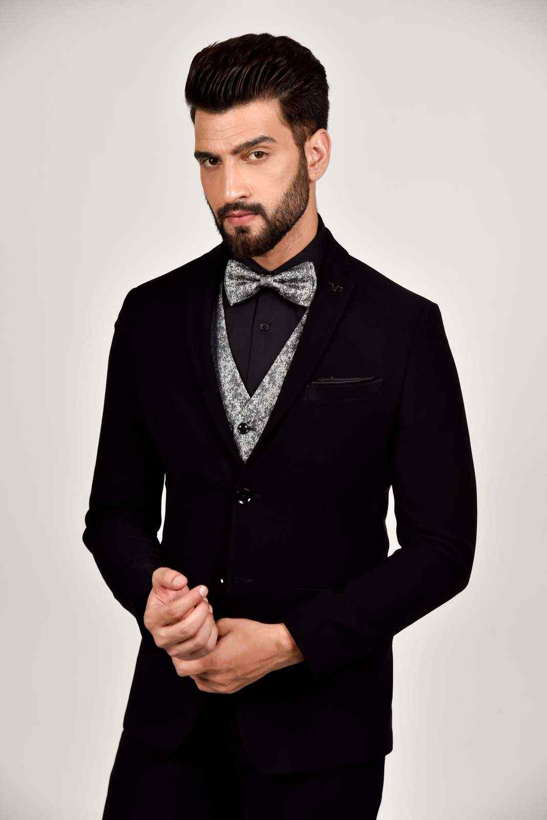 Black 3 Pc Suit Ceremonial Suit With Contrast Waistcoat house-of-united
