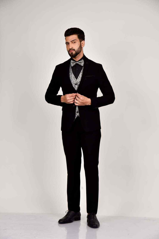 Black 3 Pc Suit Ceremonial Suit With Contrast Waistcoat house-of-united