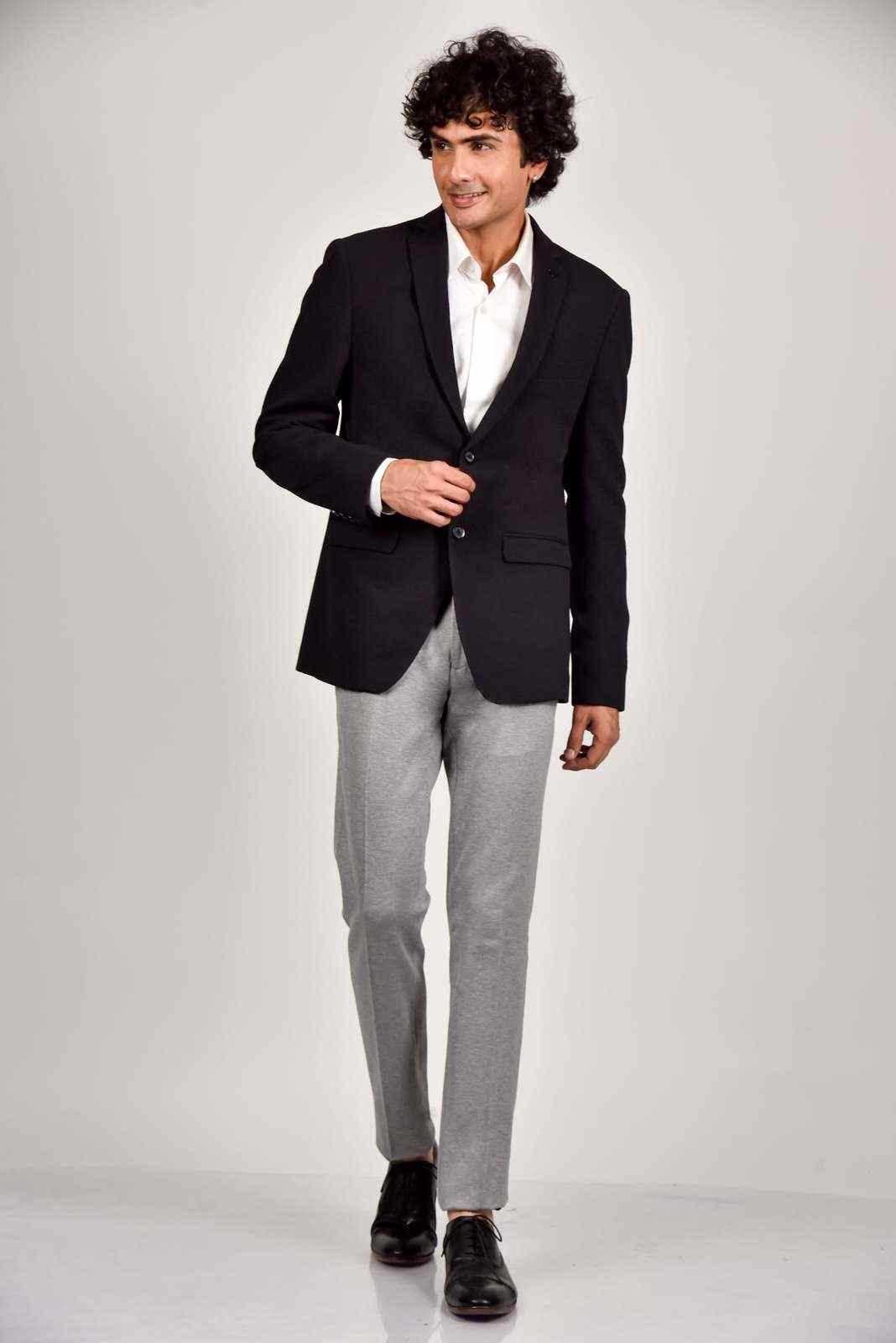 Black Knitted Formal Blazer house-of-united