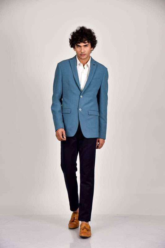 Blue Knitted Blazer house-of-united