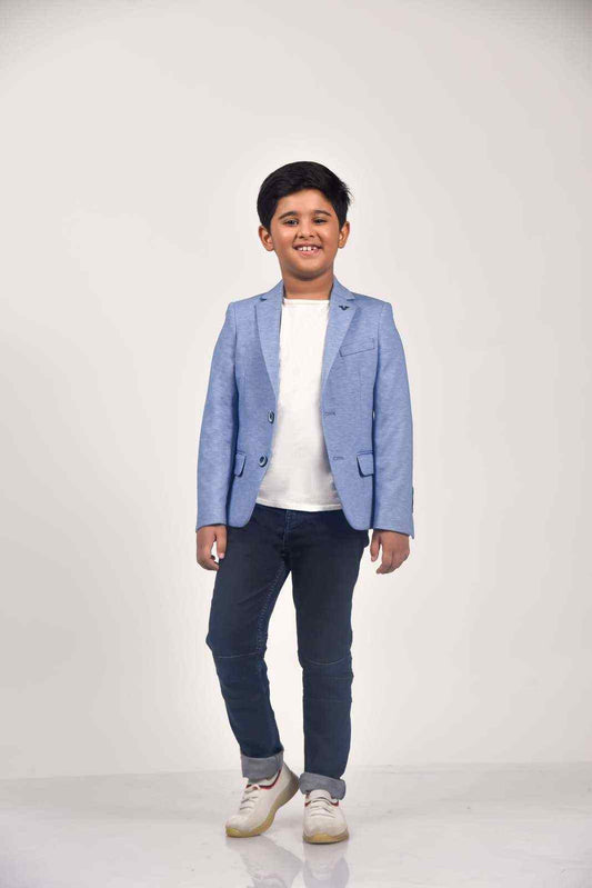 Blue Knitted Blazer For Birthdays