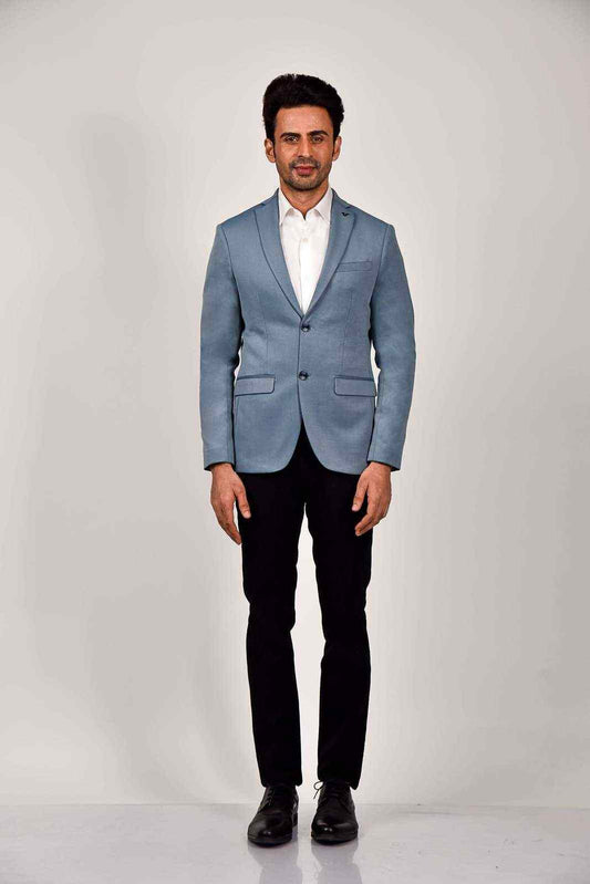 Blue Knitted Blazer For Office house-of-united