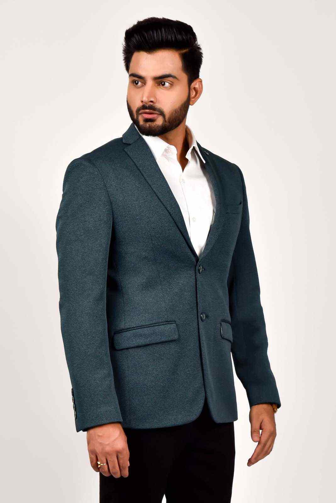 Blue Knitted Fashion Blazer house-of-united