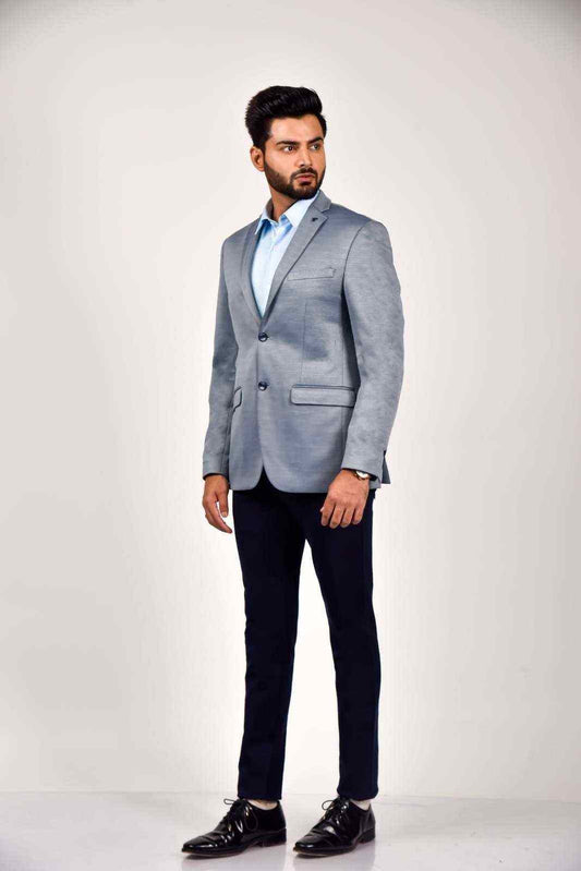 Blue Knitted Formal Blazer house-of-united