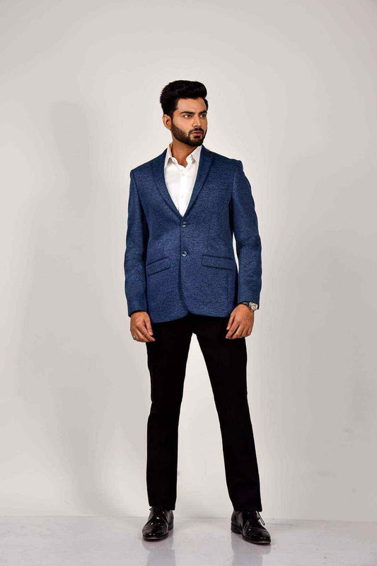 Blue Knitted Power Stretch Blazer house-of-united
