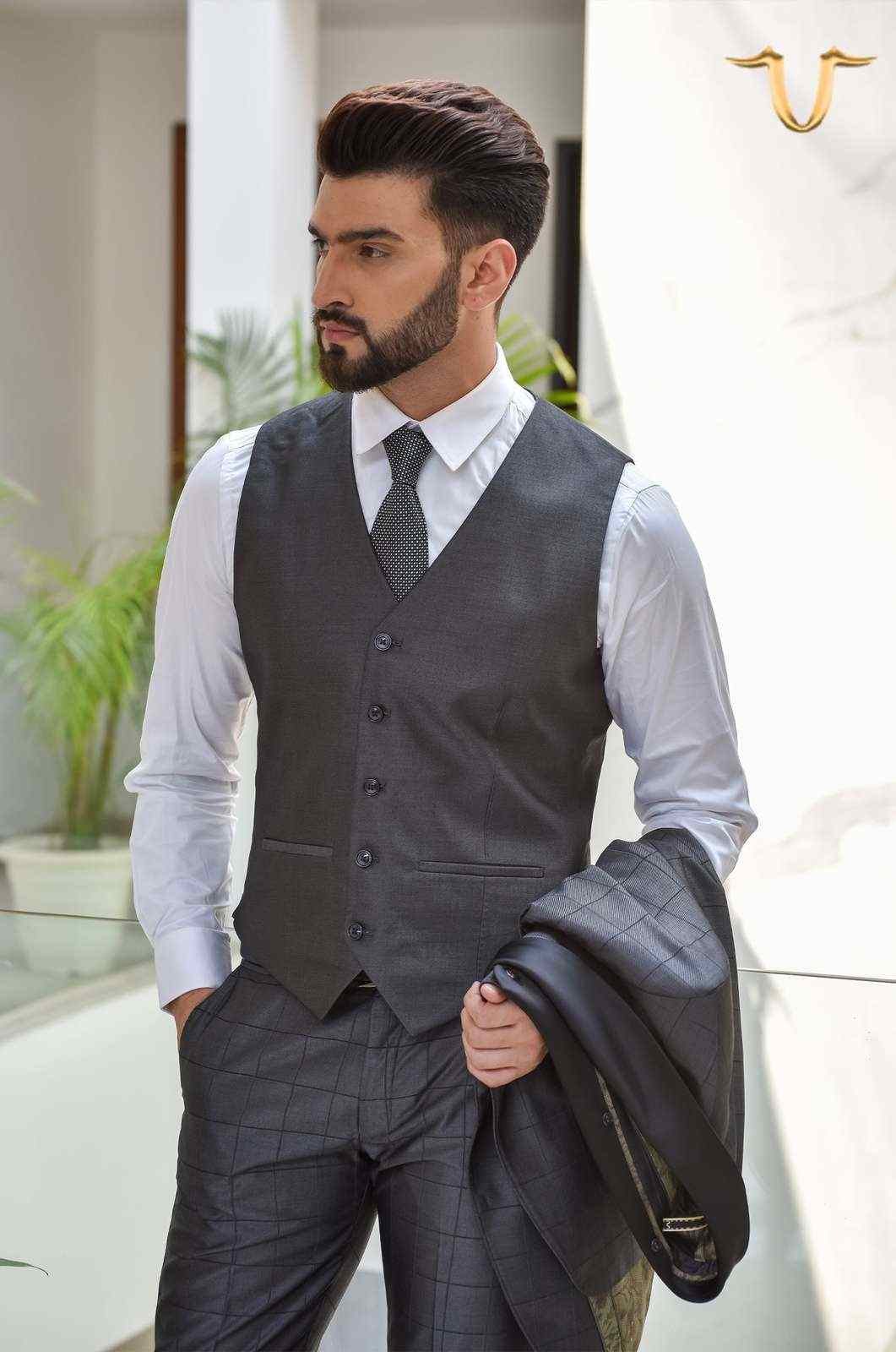 Charcoal 4 Pc Check Suit house-of-united